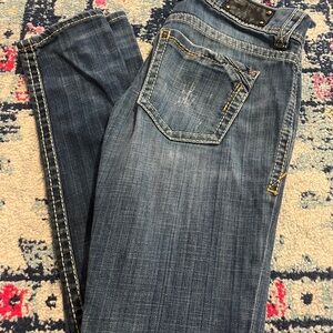 Buckle Dark Blue Straight Leg Jeans